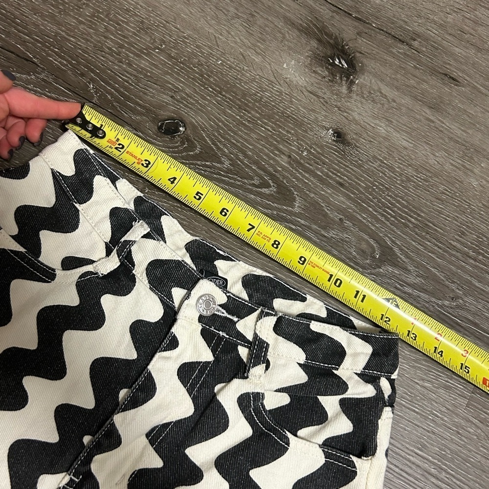 Cider Wavy Retro Straight Leg Jean Trousers Size XS Black Ivory High Rise - Picture 6 of 9